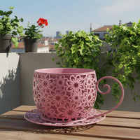 Metal Flower Pot Rustic Design Planter Easy to Clean for Patio, Living Room