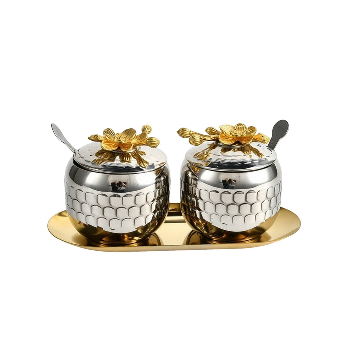 Condiment Set with Tray Food Condiment Jar Set Dust-Resistant Spice Jars with Spoons for Hosts, Home Cooks