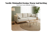 Narrow contour 3-Seater Wooden Frame Settee Space-Saving Design Sofa Nordic aesthetic Couch Removable and cleanable Cover for Small Apartment Dwellers, Homeowners, Families, Living Room, Lounge Area, removedice