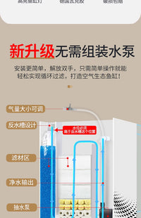 新款侧滤鱼缸客厅金鱼缸自循环带盖桌面斗鱼缸家用增氧小型一体缸 26.5*21.5*27.5【标配】+大礼包+盖板+灯