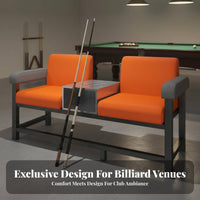 Light Luxury Design Billiard Spectator Sofa High-Density Foam Cushion Pool Hall Loveseat Sturdy Construction Cue Holder Viewing Bench Breathable Upholstery for Spectators, Club Owners, Game Room, Clubhouse, Sports Bar
