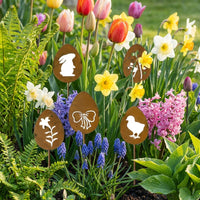 Easter Bunny Garden Stake Vintage Metal Silhouette Weather-Resistant Rustic Yard Decor