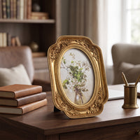 Oval Picture Frame Ornate Picture Frame with Easel Stand Tabletop for Desk