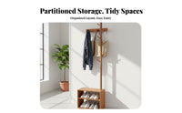 Multi-Functional independentstanding Organizer with Shelves Floor-Standing Bedside Clothes Valet Space-Saving Design Hall Tree Stylish Home Decor for Apartment Dwellers, Homeowners, Bedroom, Entryway, Small Spaces, Dorm Room