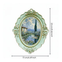 Oval Photo Frame Wall Mountable Carved Resin Frame Glass Front for Mantelpiece