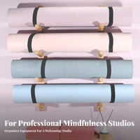 Solid Wood Wall Mounted Exercise Mat Rack Space-Saving Wall Mount Exercise Mat Rack Long-Lasting Construction Fitness Equipment Organizer High Load-Bearing