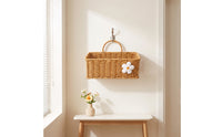 Wall Hanging Basket Wicker-Style Wall Basket with Handle Open-Top for Entryway