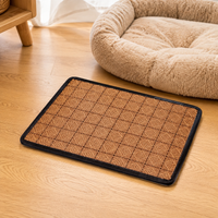 Dog Cooling Mat, Breathable Dog Mat for Pet Bed, Self Cooling Rattan Weave for Hot Summer Days, Brown Woven Plant Fiber
