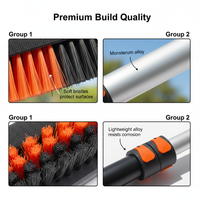 Solar Panel Glass Curtain Wall Cleaning Brush with Telescopic Pole and Water Flow, 55cm Brush Head