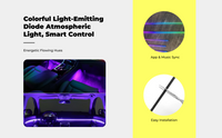 LED Car Mood Light, Acrylic Fiber Strip, Remote, Multicolor