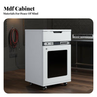 1 Piece Audio Rack Cabinet MDF Equipment Stand Heavy Duty Lockable Door Rolling Caster Wheels Adjustable Shelves Ventilated Panels Suitable for Artists KTV Studio Conference Room