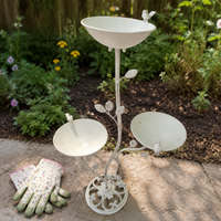 Cast Iron Bird Feeder Bird Bath 3-Tier Tray Pole Mount Wild Bird Feeder Outdoor Garden Decoration