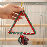 Parrot Toys with Arch Perch, Solid Wood Budgie and Cockatiel Toys with Bells, Lovebird Climbing Rope Toys for Parakeet and Cockatiel