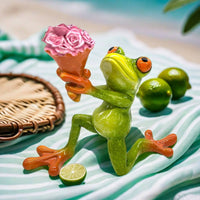 Flower Frog Figurine Nordic Design Frog Figurine Gift Idea for Garden, Desktop