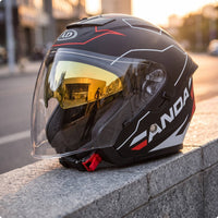 Aerodynamic Half Helmet with Sun Visor | Vented, Half Helmet with Quick Release Buckle, for Street Commuting