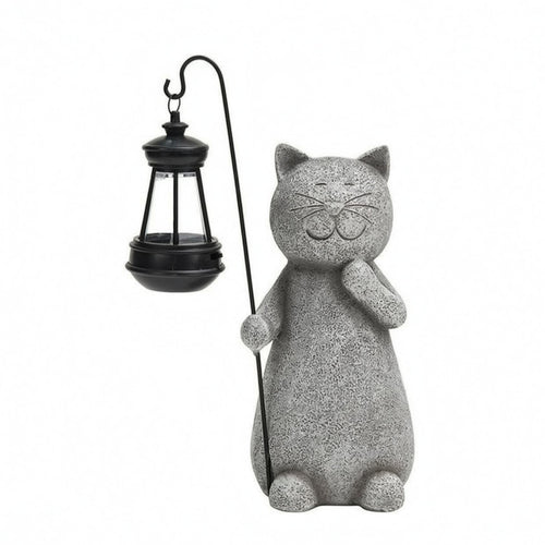 Feline Lantern Ornament Resin Material Solar Feline Ornament Easy to Install