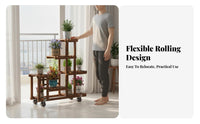 Wooden Flower Rack High-Temperature Carbonization Wooden Plant Shelf Multi-Tier Plant Stand Easy Assembly Tiered Planter Display