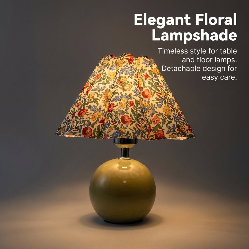Lampshade for Table Lamps with Eight Petal Flower Design, Cloth Light Shade for Living Room Decor