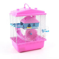 Hamster Cage Habitat for Dwarf Hamster, Single-Level Rectangular Enclosure with Handle and Exercise Tube, Indoor Use All Seasons