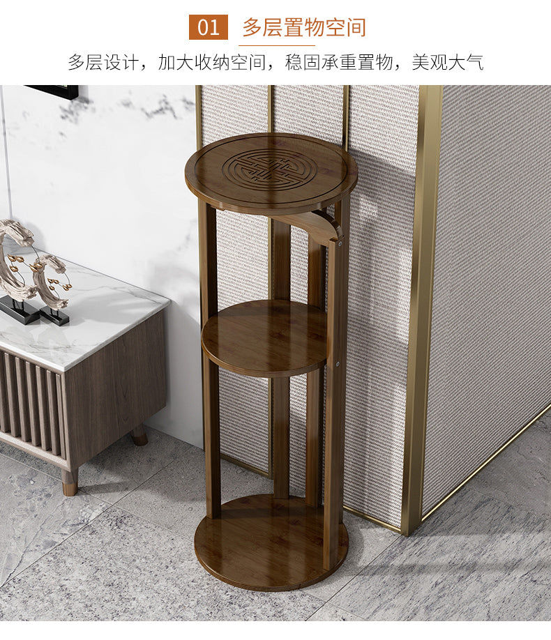 室内花架客厅电视柜旁落地新中式花台实木摆件置物架绿萝花盆架子
