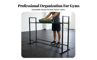 Space-Saving Exercise Ball and Mat Holder Sturdy Metal Frame Stretching Ball Storage Rack Large Capacity Multi-Tier Fitness Shelf for Pilates Studio