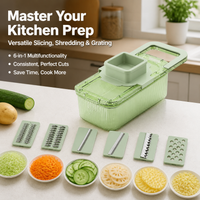 Green PET Food Chopper, Multi-Function Vegetable Chopper with Handle, Stainless Steel Mandoline for Salads & Stir-fries, 8×12.5×29.5cm