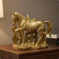 Fence Base Horse Figurine Molded Details Home Decor Textured Ground for Shelf