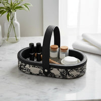 PU Leather Tray Luxury Look Decorative Handle Tray Space-Saving for Entryway