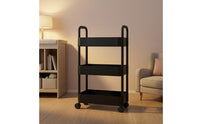 3-Tier Rolling Cart Easy to Move Rolling Storage Cart with Mesh Shelves