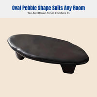 Nordic Cream Oval Pebble Coffee Table, Wabi-Sabi Style, Modern Minimalist, Living Room, Designer Fiberglass Table with Storage