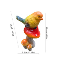 Toadstool Bird Figurine Colorful Garden Decor for Patio