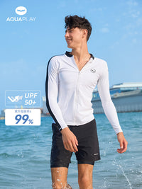 AQUAPLAY安泊来分体泳衣男长袖游泳海边度假潜水服浮潜冲浪水母服