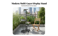 Movable with Wheels Multi-Tier Plant Stand Decorative Rolling Flower Pot Rack Sturdy Construction Mobile Plant Shelf Stable Load-Bearing for Living Room, Balcony, Indoor