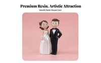 Bride and Groom Cake Topper European Design Cartoon Wedding Couple Doll Romantic Design Bride and Groom Statue for Anniversary, Desktop, Car Dashboard