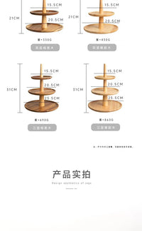 日式点心架三层水果蛋糕盘家用客厅创意三层托盘甜品台实木展示架