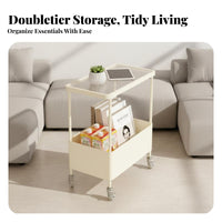 2-Tier Rolling Trolley Easy Assembly 2-Tier Rolling Cart Lockable Casters