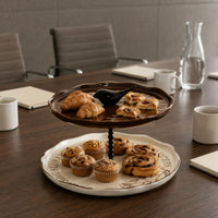Ceramic Tiered Tray Beaded Post Ceramic Dessert Stand Multi-Purpose