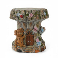 Animal Stump Stool Resin Look Tree Stump Garden Stool Handcrafted Details Decorative Seat for Balcony