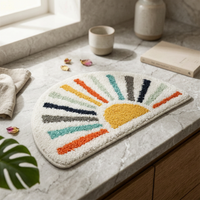 Semicircular Bath Mat Faux Cashmere Semi-Circular Bath Mat Dot Backing