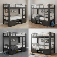 Steel Bunk Bed Double-Layer Bunk Bed with Ladder Heavy Duty Furniture for Students, Dormitory, Shared Rooms
