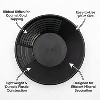 38cm Gold Washing Pan, Gold Prospecting Tool, Heavy Medium Mineral Processing Equipment, Outdoor Adv - Image 3