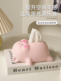 Lying Piggy Ceramic Tissue Box Cover for Living Room
