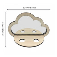 Wooden Cumulus Mirror Plant Holder Sun Wall Planter Rustic Design for Bedroom
