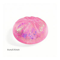 Squishy Toy with Glitter Slow-Rising Bun Squishy Stress Ball Translucent Jelly-Like for Fidgeters, Desk, Office