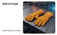 Metal-Joining Gloves Double Layer Leather Metal-Joining Gloves Wear-Resistant Bovine Leather Forearm Protectors for Construction Workers, Mechanics