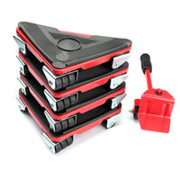 5-Piece Iron Triangular Furniture Mover with Swivel Casters Portable Heavy Item Moving Tool