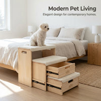 Dog Steps for Small with Adjustable Height for Cars and Sofas, Portable Wooden Pet Ramp for Home Use, Foldable Design for Easy Storage