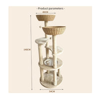 Multi-Level Cat Sisal-Wrapped Posts-Wrapped Soft Cat Climbing Structure Textured Finish Animal Furniture