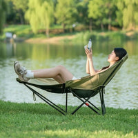 Multi-Position Moon Chair with Leg Rest Portable Reclining Camping Chair Lightweight Foldable Lawn Lounger Supportive for Campers