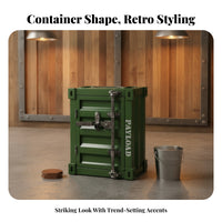 Shipping Container Trash Bin Raised Paneling Outdoor Storage Locking Latch